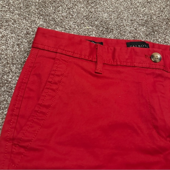 Talbots Red Relaxed Chino Short 7” Seersucker Cuffs Women’s Size 2 Preppy NWOT - Picture 3 of 16